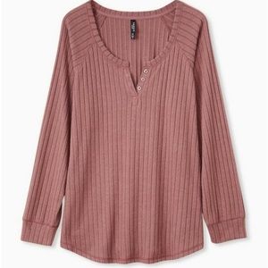 Brushed Rib Long Sleeve Lounge Tee